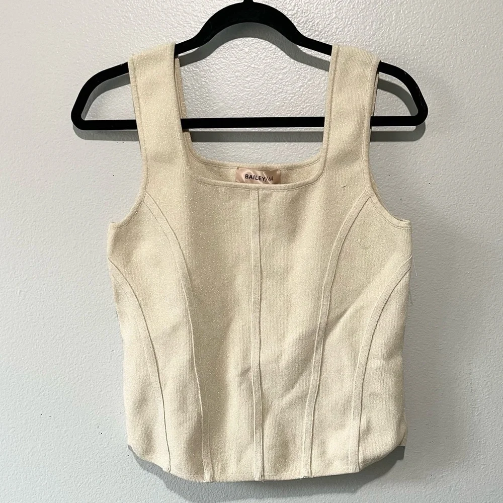 BAILEY/44-NWT Nude Neutral Light Tan Sleeveless Sparkly Top Size L - Picture 1 of 5